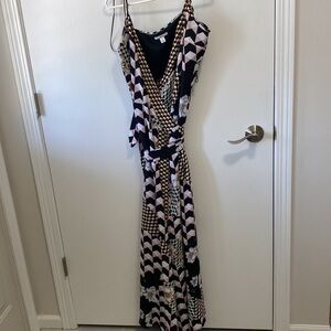 Bar lll Maxi Wrap Geo Print Dress Multicolor Flowers